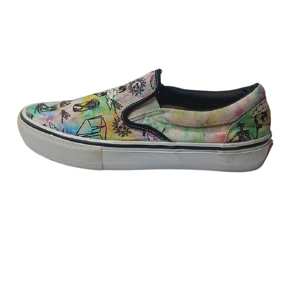 Vans Skate‎ Slip-On Mens 7 Multicolor Tie Dye Moon Sun Skeleton Graphic Shoes